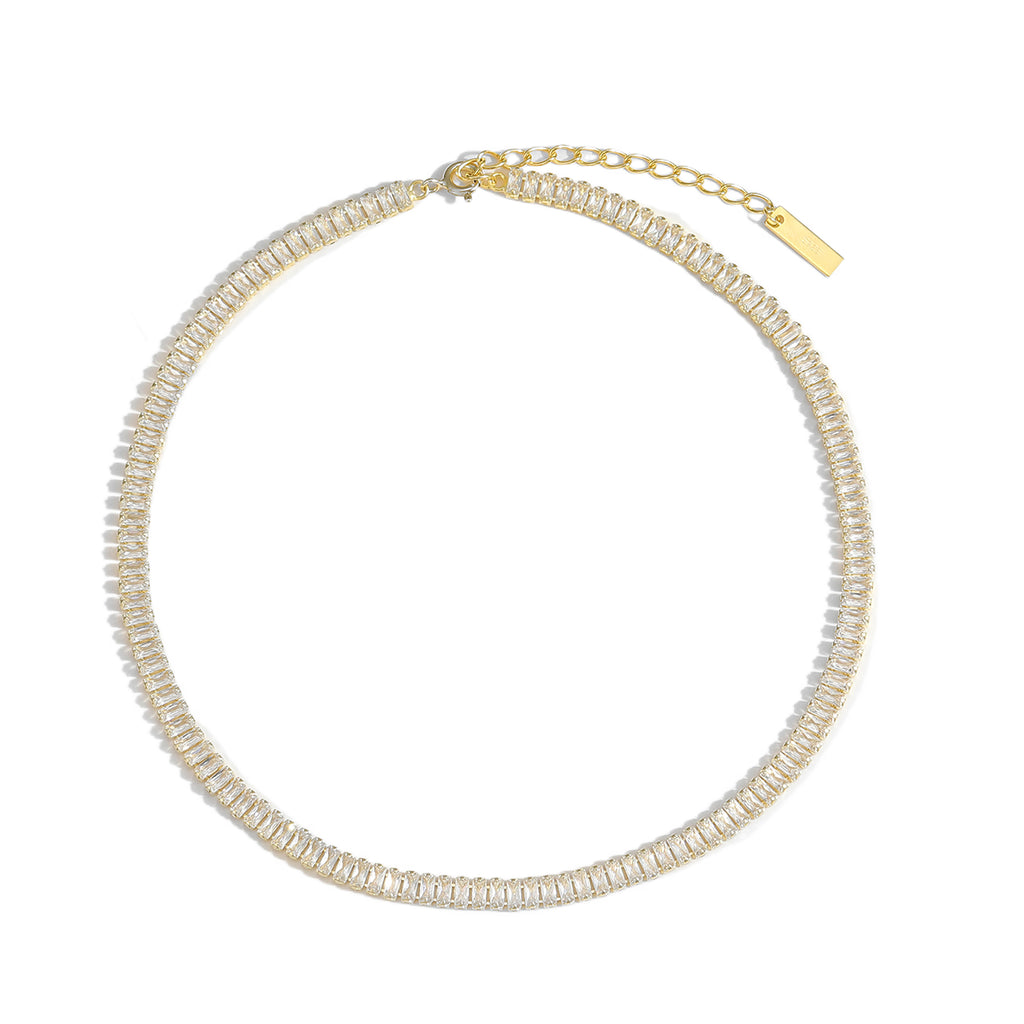 Classic Rectangle CZ Geometry 925 Sterling Silver Necklace