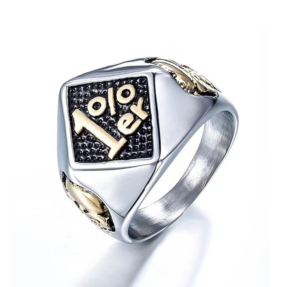 1️⃣ Lucky Number Skull Ring Stainless Steel Punk Biker Ring Men Women