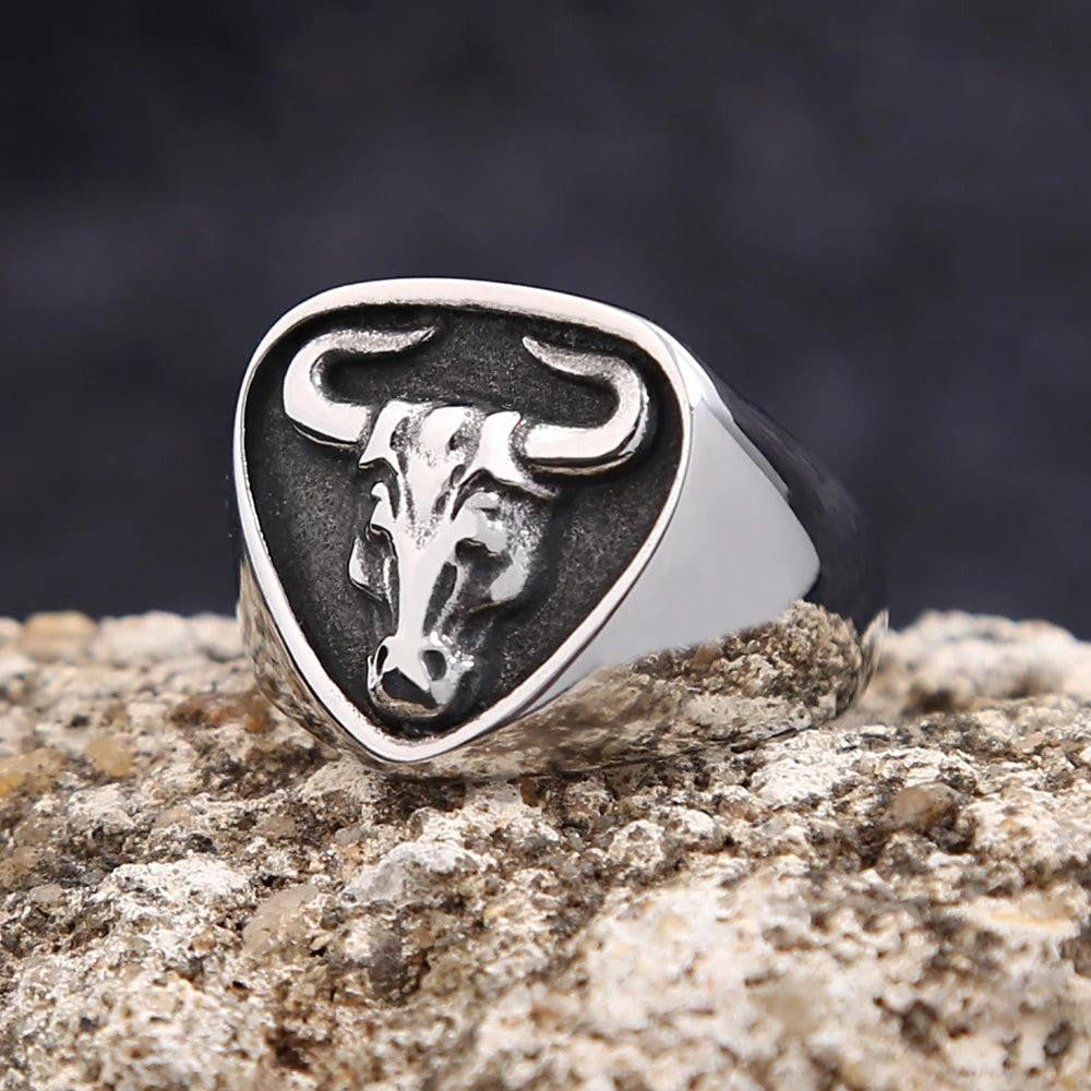 316L Stainless Steel Bull Head Ring | Spanish Matador Animal Ring for Men Women