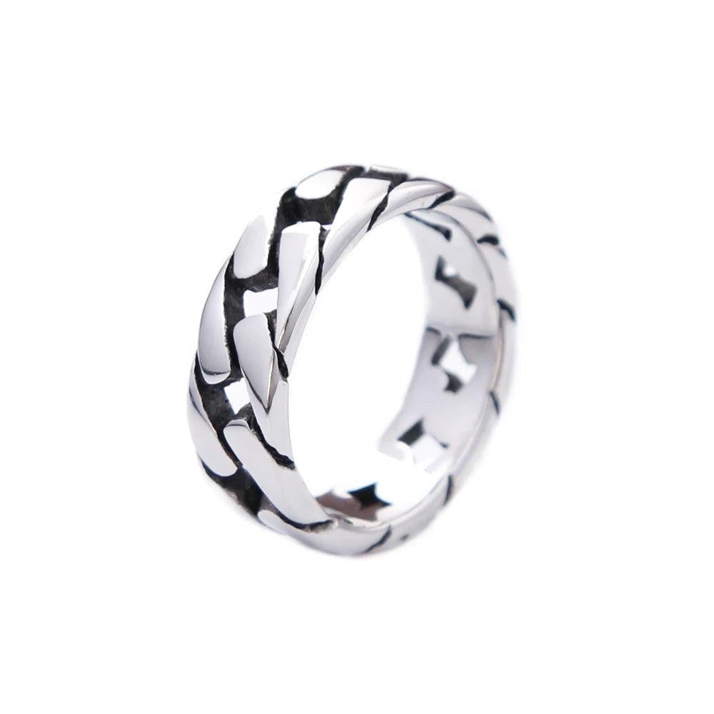 Vintage Hollow Cuban Chain Ring 316L Stainless Steel – Punk Hip Hop Biker Ring
