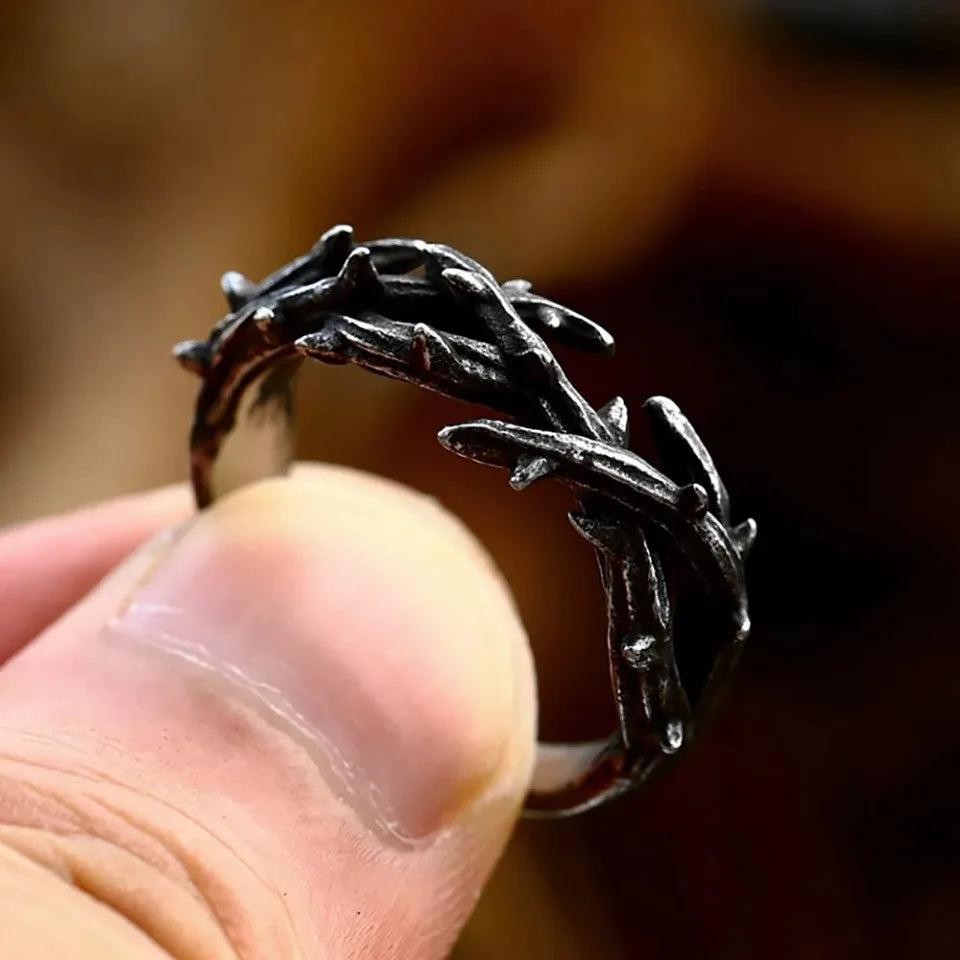Black Jesus Crown of Thorns Ring – 316L Stainless Steel Biker Ring Unisex