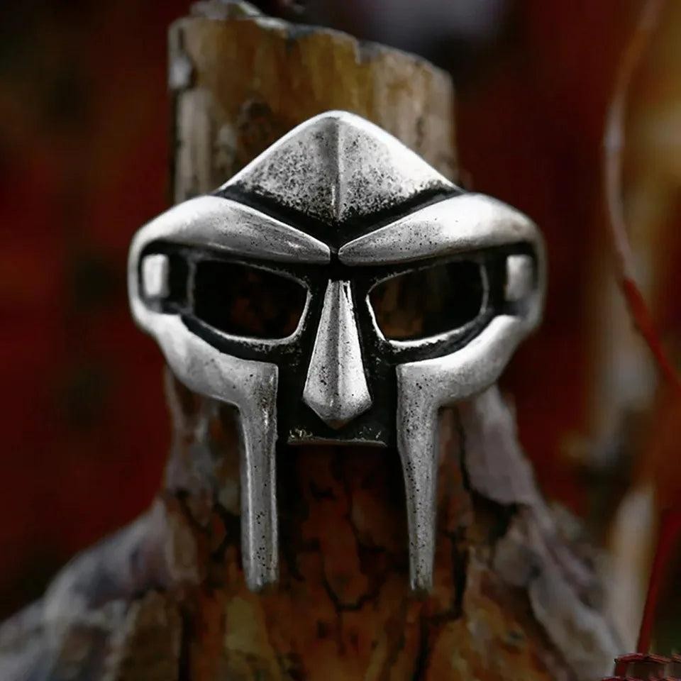 Vintage Gladiator Mask Ring 316L Stainless Steel – Roman Warrior Amulet Ring
