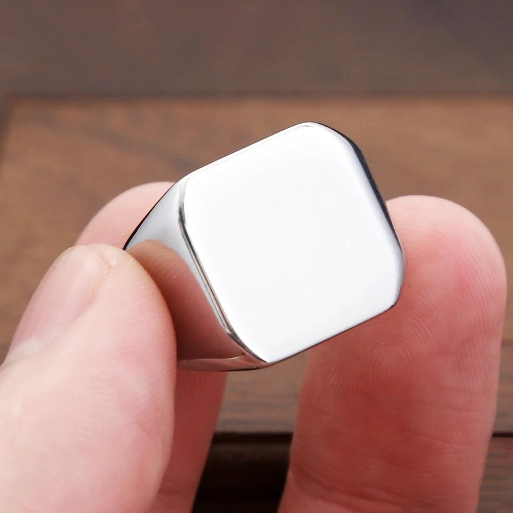 Polished 316L Stainless Steel Square Finger Rings for Men Women Wedding Party Je