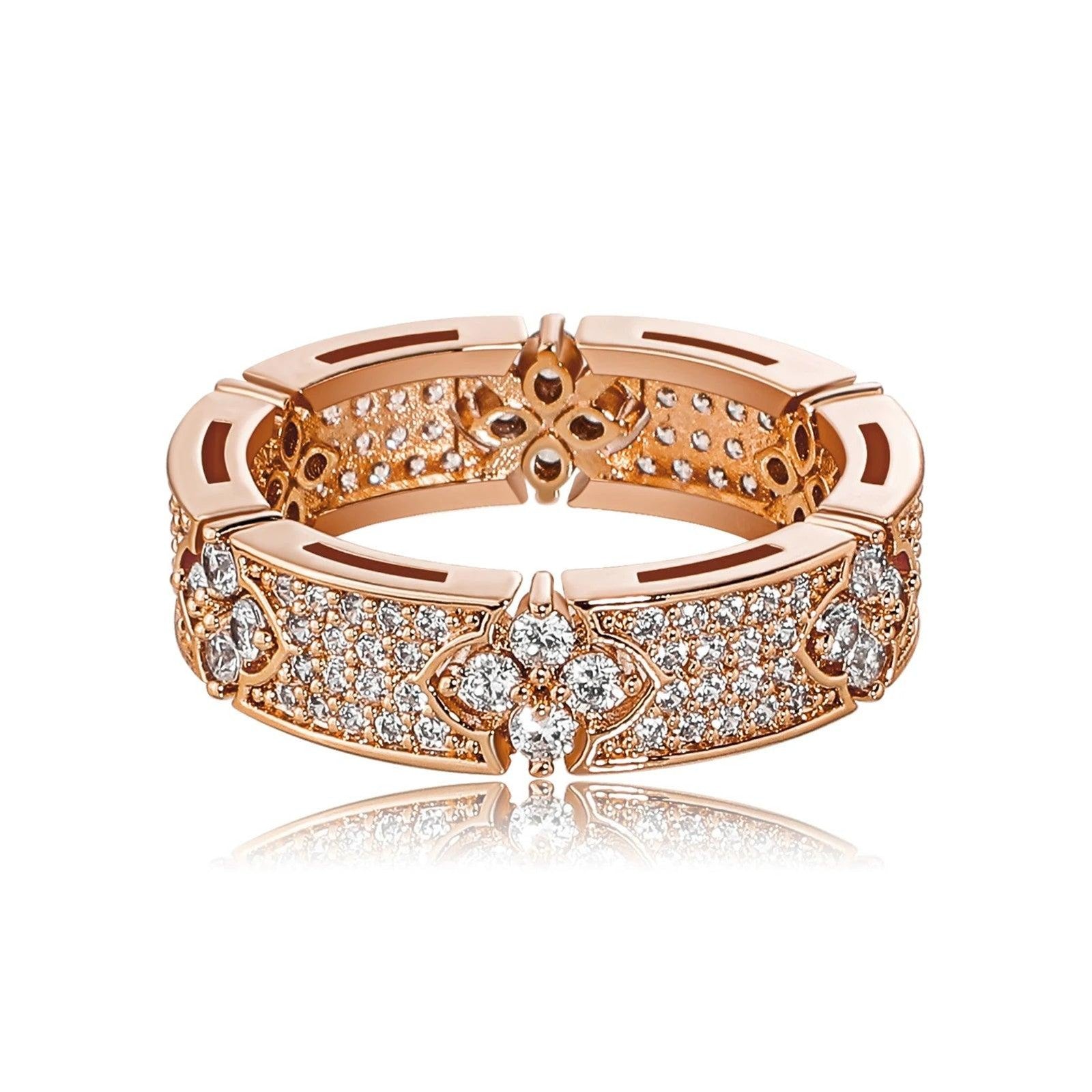 6MM Four Leaf Flower Ring | Iced Out Micro Pave CZ Engagement Ring for Men Women