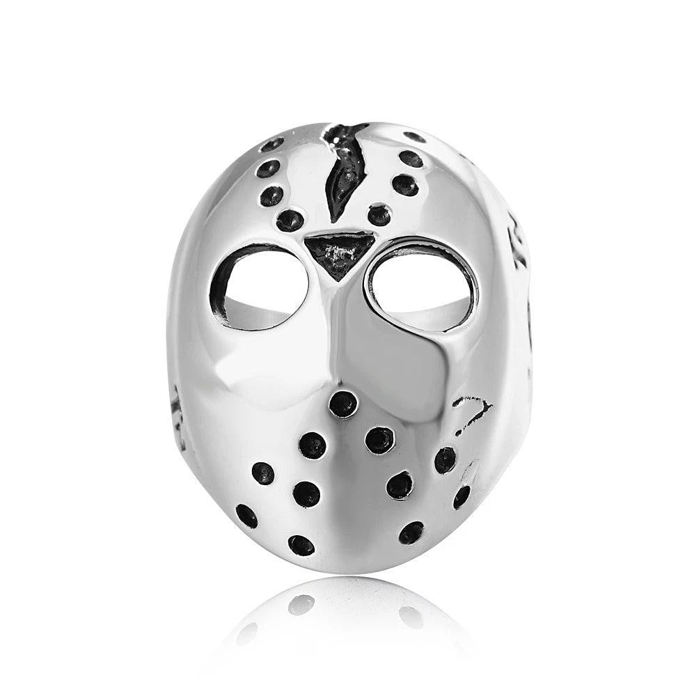 1️⃣ Jason Mask Ring Punk Horror Stainless Steel Biker Ring for Men Black Retro J
