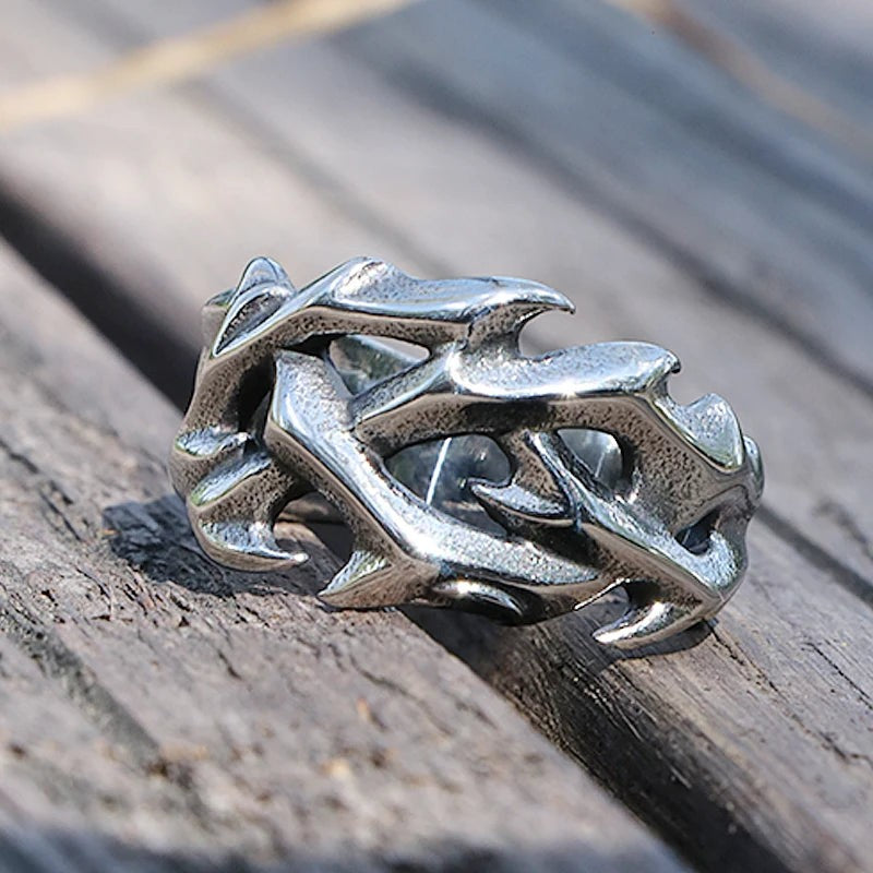 1️⃣ Crown of Thorns Ring Stainless Steel Gothic Biker Ring Men Women