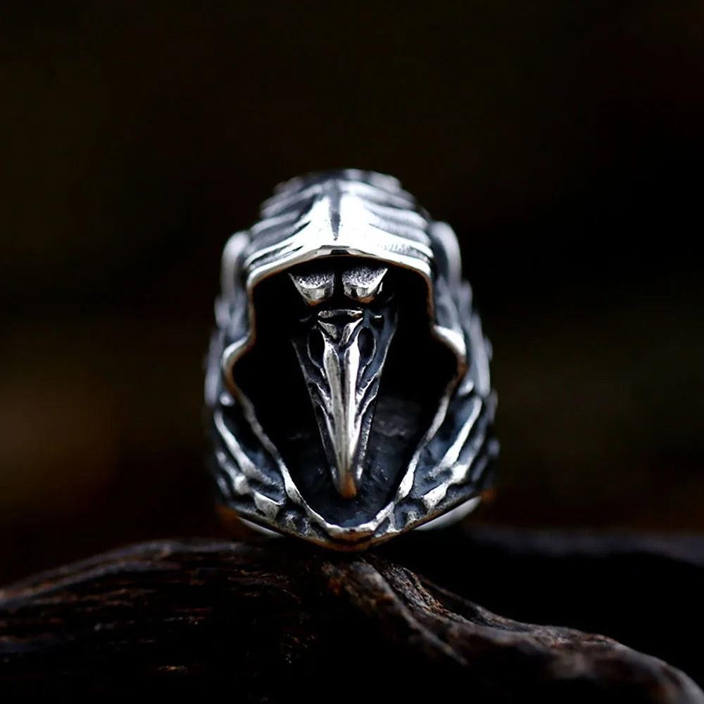 1️⃣ Grim Reaper Skull Ring Zircon Stainless Steel Gothic Biker Ring Men