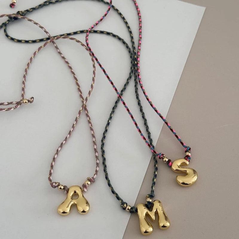 Handmade Stainless Steel Balloon Initial Necklace A-Z Letter Gothic Jewelry Gift