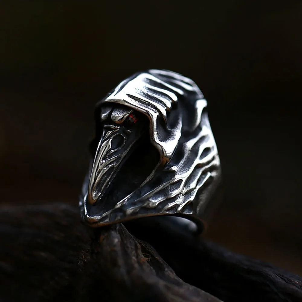1️⃣ Grim Reaper Skull Ring Zircon Stainless Steel Gothic Biker Ring Men