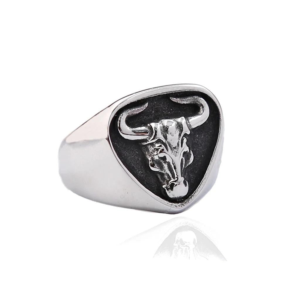 316L Stainless Steel Bull Head Ring | Spanish Matador Animal Ring for Men Women