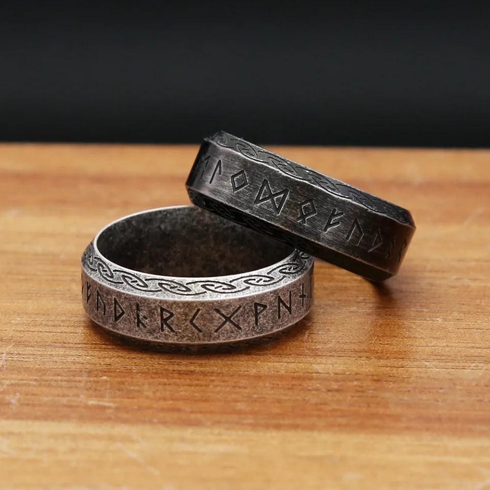 316L Stainless Steel Viking Rune Ring Nordic Celtic Knot Ring Men Women