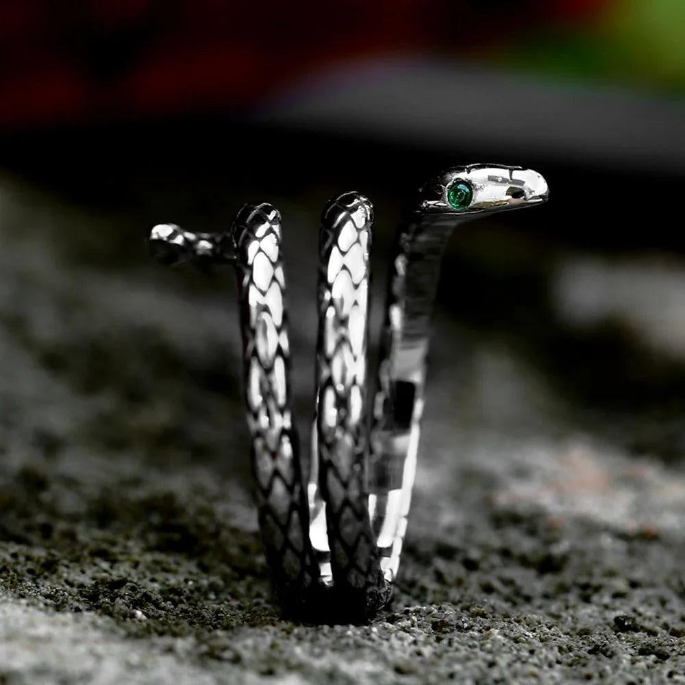 1️⃣ Snake Ring 316L Stainless Steel Punk Biker Animal Ring for Men Women