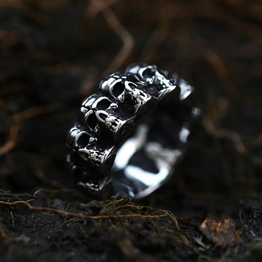 Vintage Skull Ring 316L Stainless Steel – Punk Hip Hop Skull Ring for Men Women