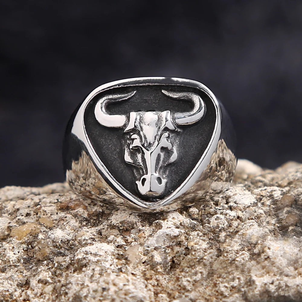 316L Stainless Steel Bull Head Ring | Spanish Matador Animal Ring for Men Women