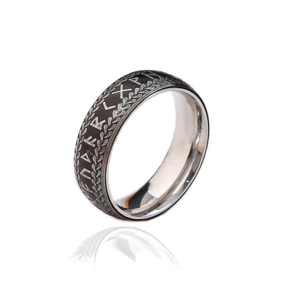 Vintage Viking Rune Ring – Stainless Steel Nordic Amulet Ring for Men Women