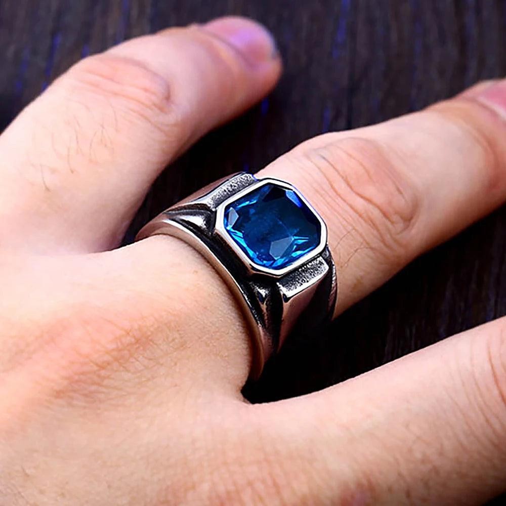 1️⃣ Celtic Knot Ring Blue Green Stone 316L Stainless Steel Nordic Ring