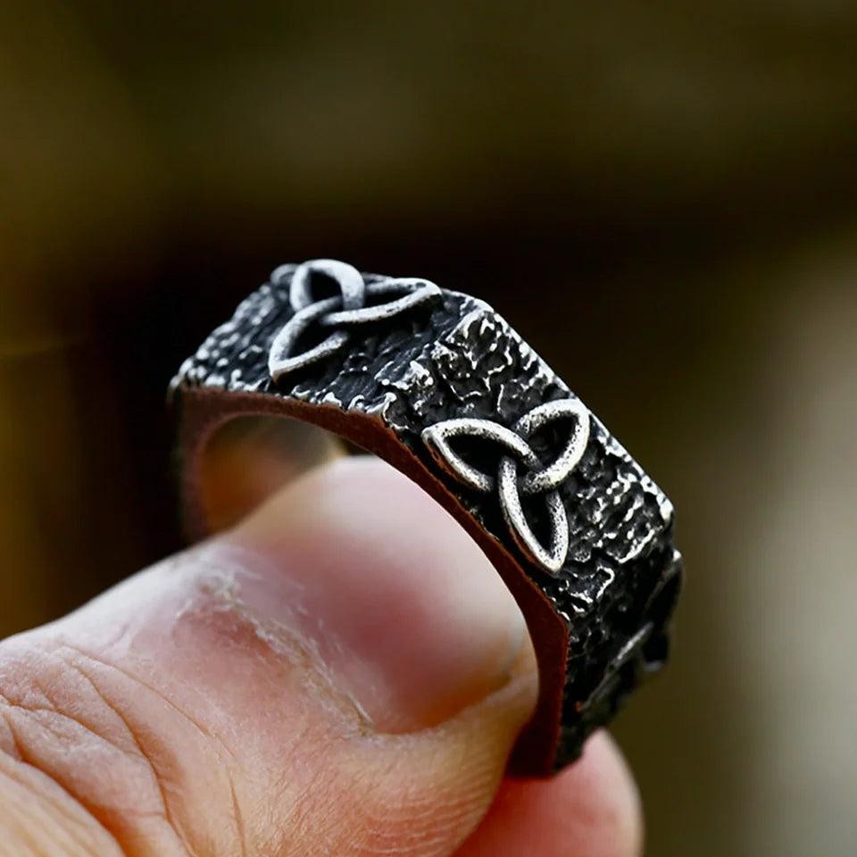 Viking Celtic Knot Ring Stainless Steel Nordic Amulet Biker Ring Men Women