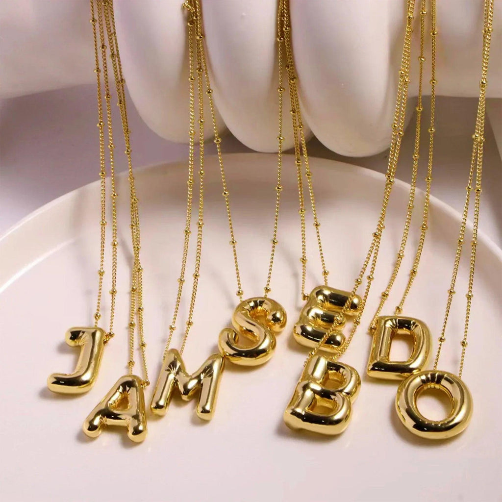 Handmade Stainless Steel Balloon Initial Necklace A-Z Letter Gothic Jewelry Gift