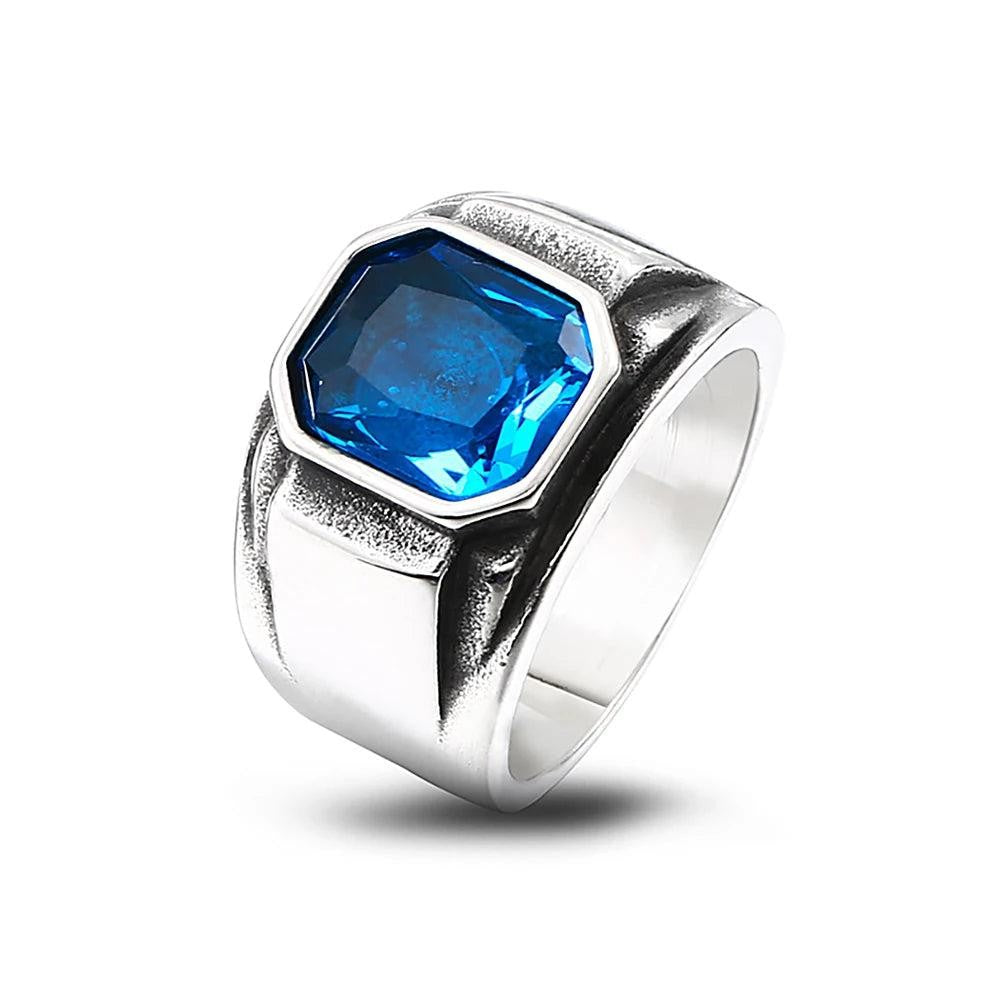 1️⃣ Celtic Knot Ring Blue Green Stone 316L Stainless Steel Nordic Ring