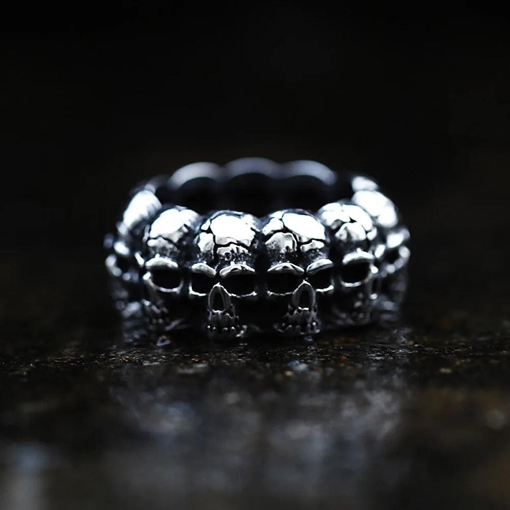 Vintage Skull Ring 316L Stainless Steel – Punk Hip Hop Skull Ring for Men Women