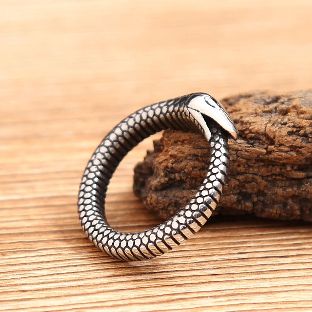 Norse Viking Ouroboros Snake Ring – Stainless Steel Punk Biker Ring Unisex