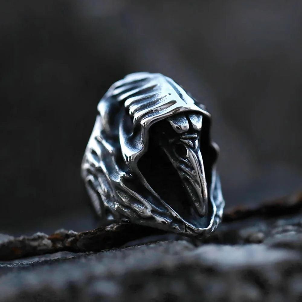 1️⃣ Grim Reaper Skull Ring Zircon Stainless Steel Gothic Biker Ring Men