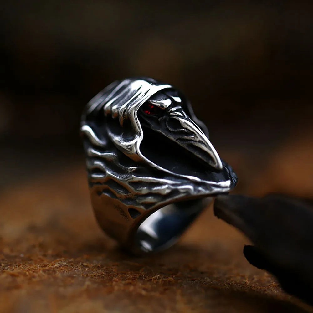 1️⃣ Grim Reaper Skull Ring Zircon Stainless Steel Gothic Biker Ring Men