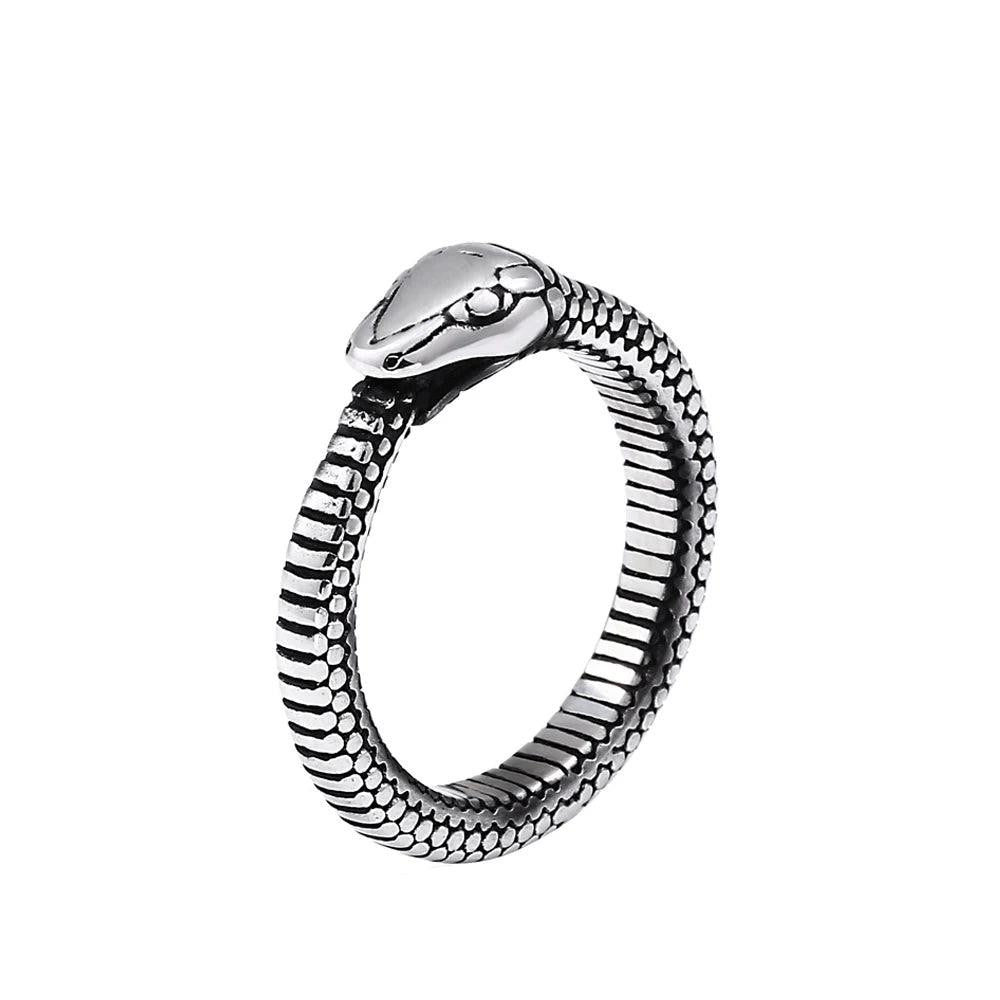 Norse Viking Ouroboros Snake Ring – Stainless Steel Punk Biker Ring Unisex