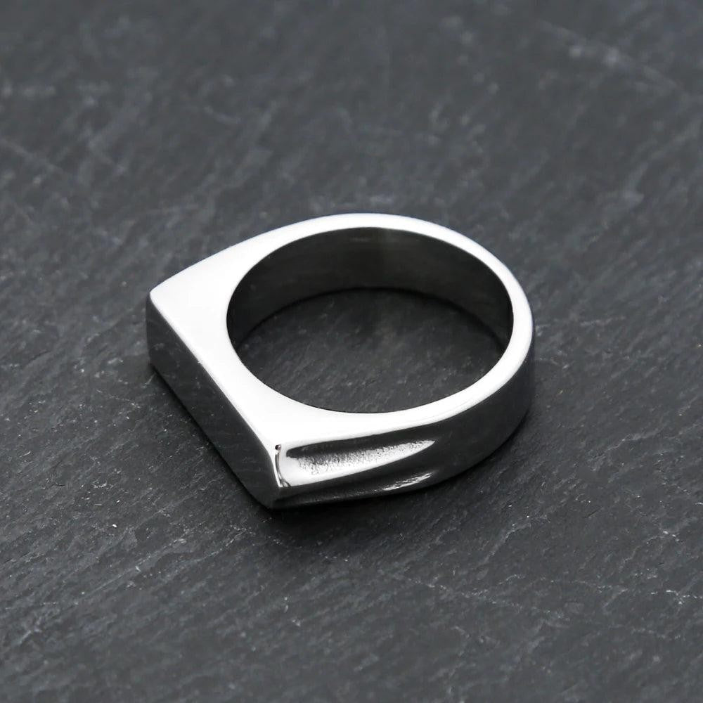 316L Stainless Steel Punk Square Flat Top Signet Ring Unisex Jewelry Gift for Me