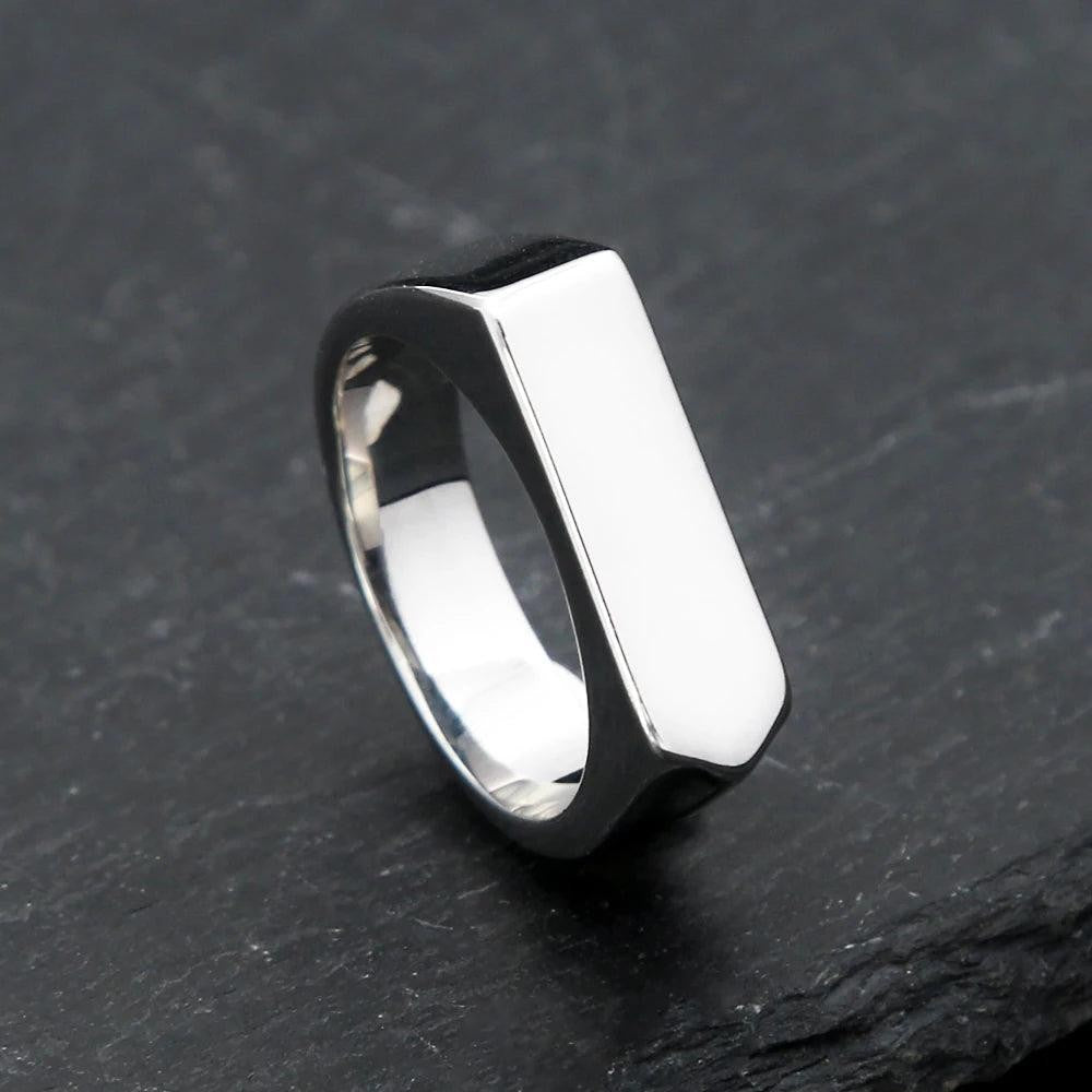 316L Stainless Steel Punk Square Flat Top Signet Ring Unisex Jewelry Gift for Me