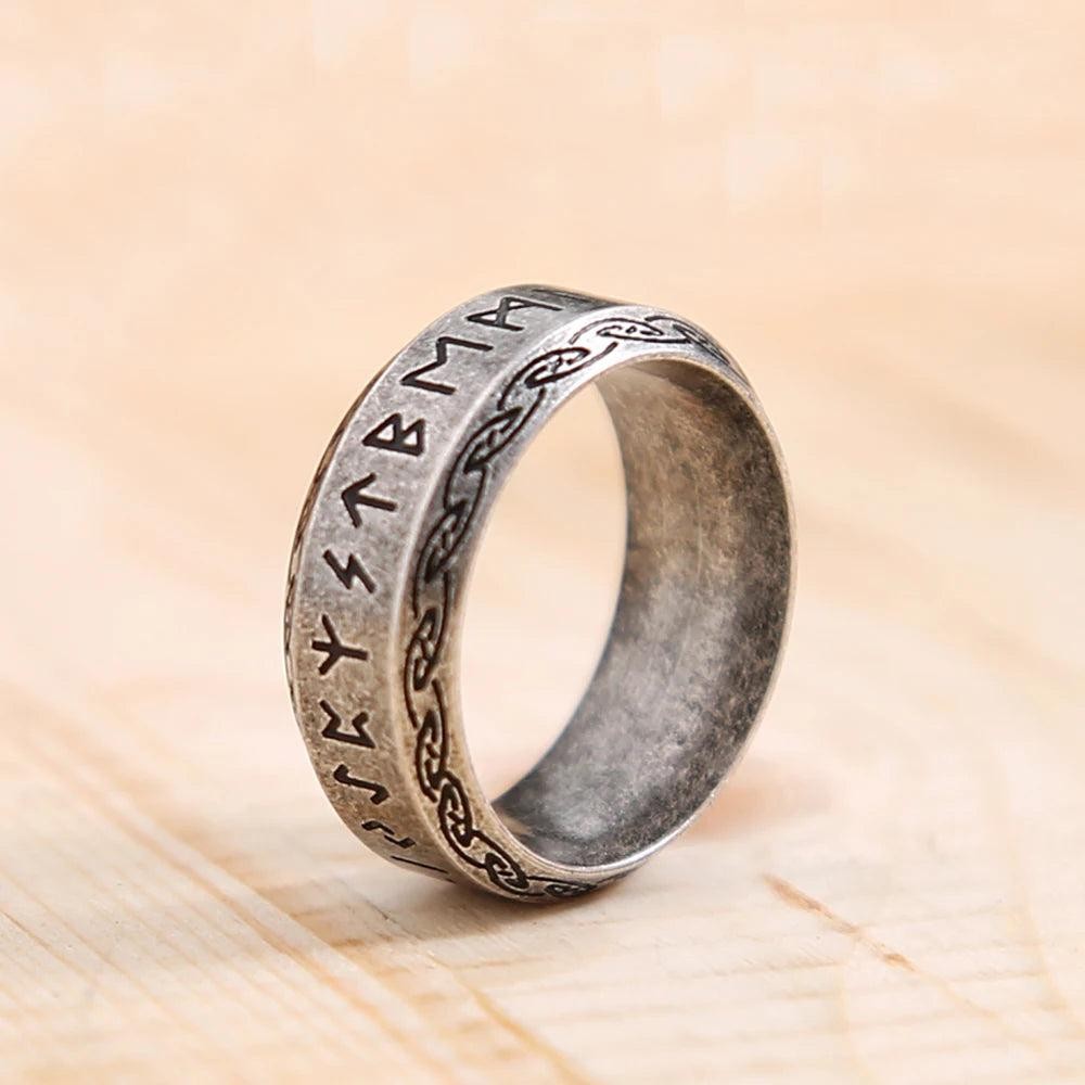Stainless Steel Viking Valknut Rune Ring Nordic Odin Amulet Ring Men Women