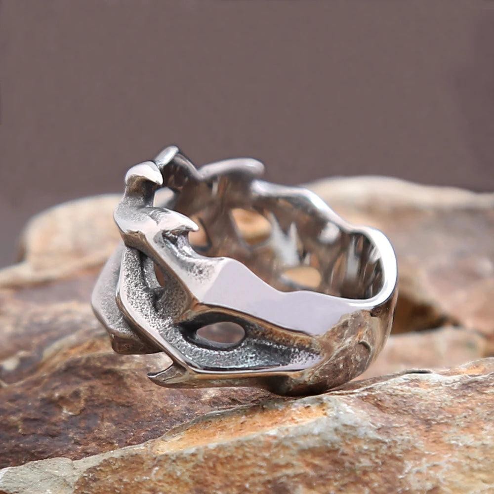 Vintage Crown of Thorns Ring – Stainless Steel Hollow Punk Biker Ring Unisex