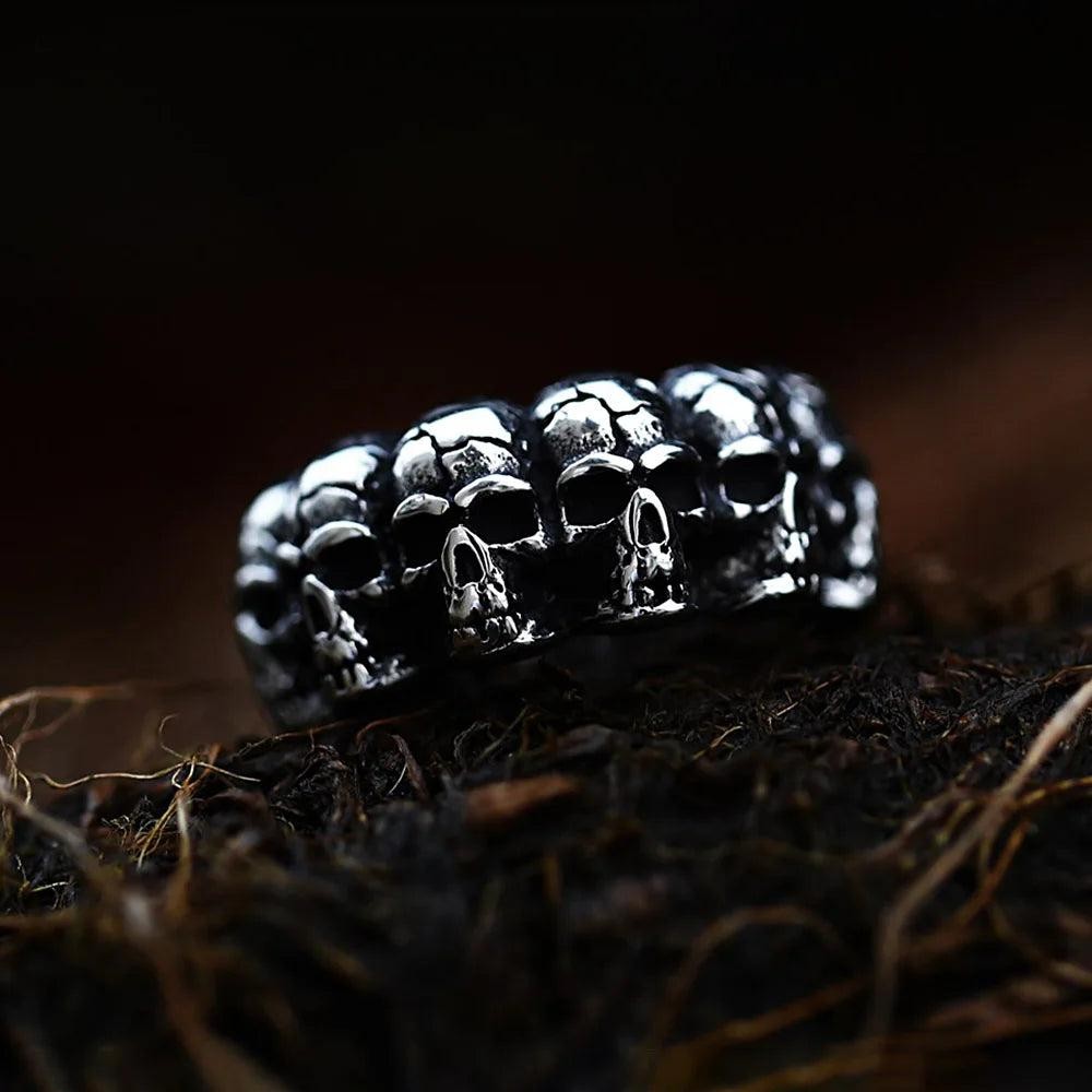 Vintage Skull Ring 316L Stainless Steel – Punk Hip Hop Skull Ring for Men Women