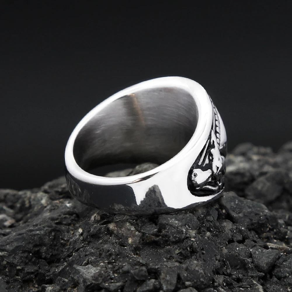 Vintage Pentagram Ring Stainless Steel – Gothic Goat Devil Demon Biker Ring