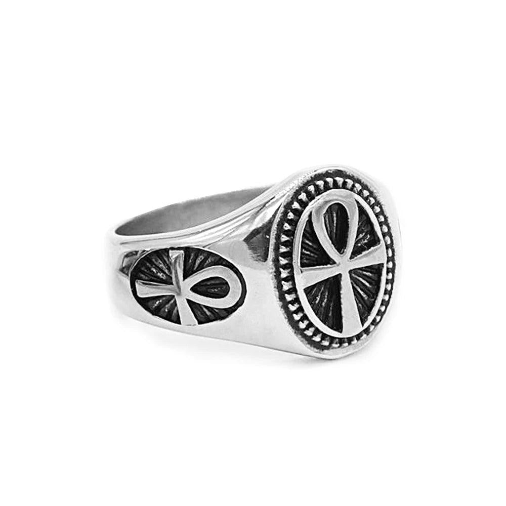 Vintage Ankh Cross Ring 316L Stainless Steel – Religious Amulet Ring Unisex