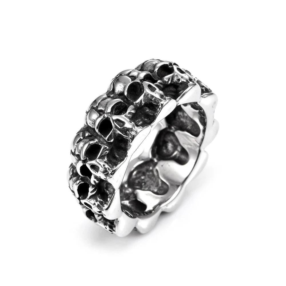 Vintage Skull Ring 316L Stainless Steel – Punk Hip Hop Skull Ring for Men Women