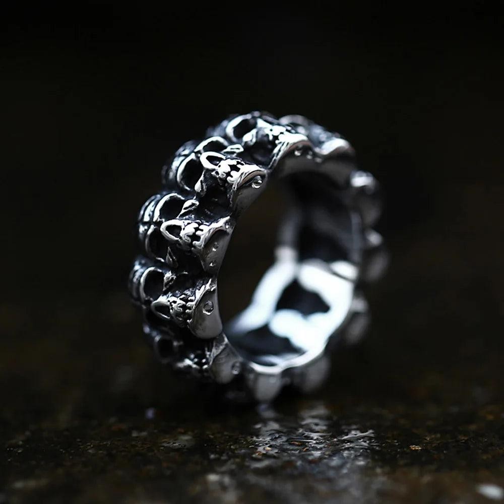 Vintage Skull Ring 316L Stainless Steel – Punk Hip Hop Skull Ring for Men Women