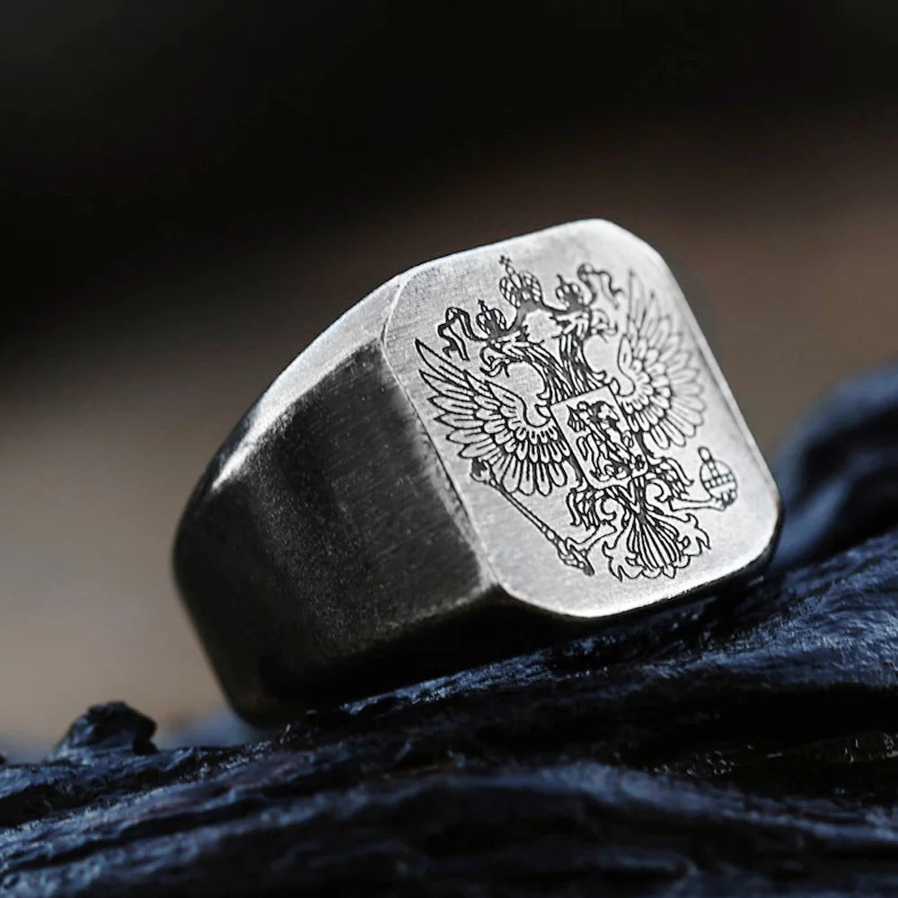 1️⃣ Double Headed Eagle Ring Stainless Steel Vintage Biker Ring for Men