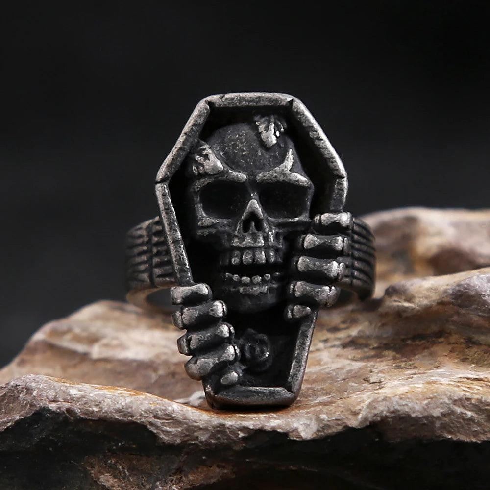 TOGA PULLACN Stainless Steel Egyptian Ankh Cross Finger Rings Punk Jewelry for M