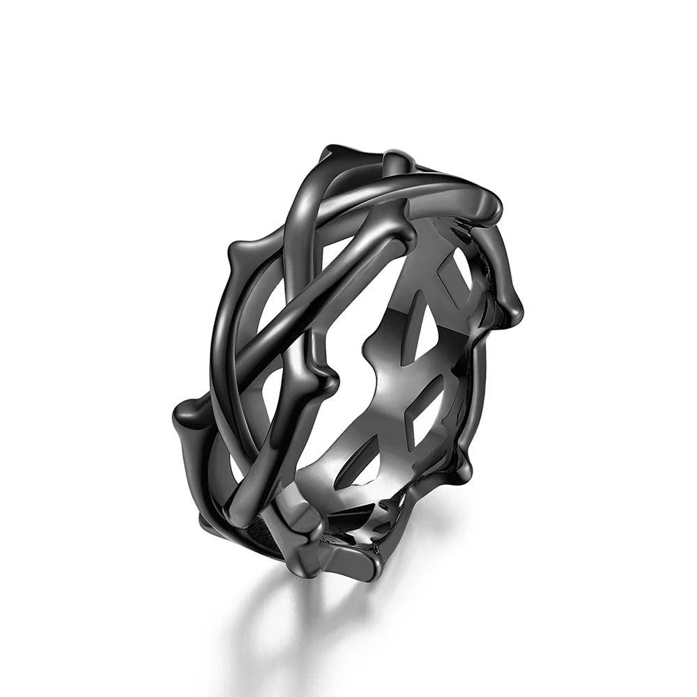 Stainless Steel Thorn Vine Ring Punk Vintage Band Ring Men Women