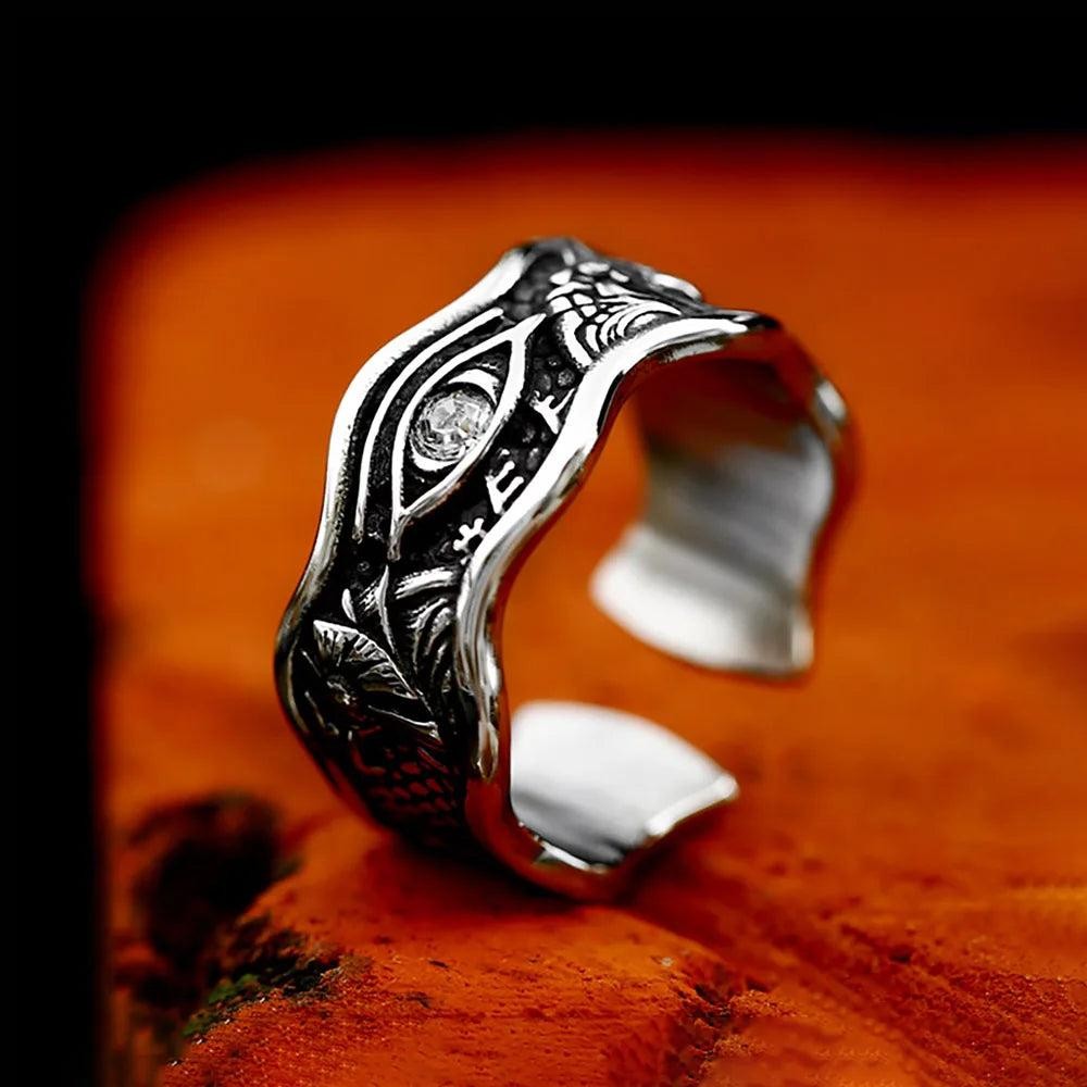 2️⃣ Creative Pattern Ring Stainless Steel Punk Fashion Ring Men Women