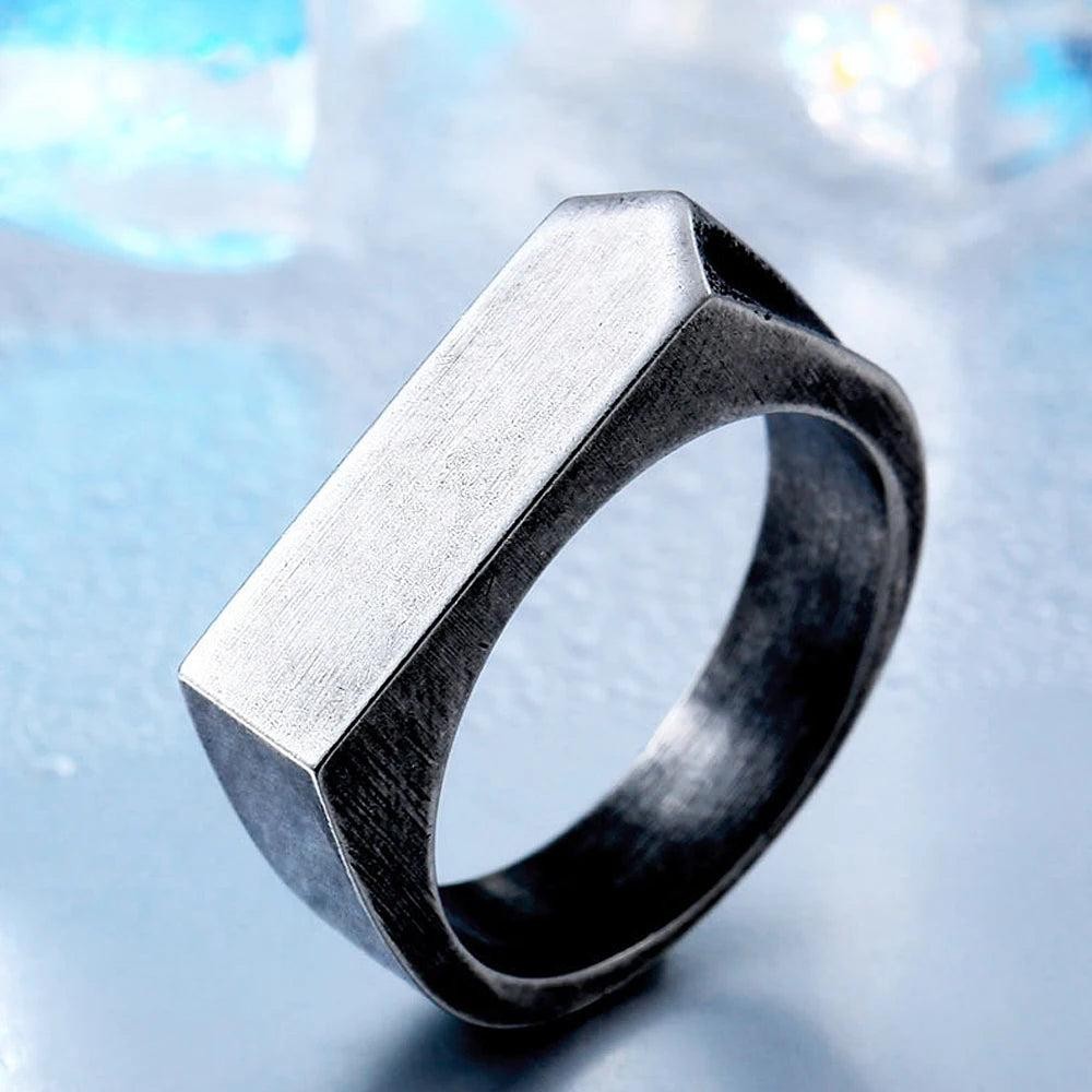 1️⃣ Simple Stainless Steel Ring Punk Hip Hop Biker Ring Men Women