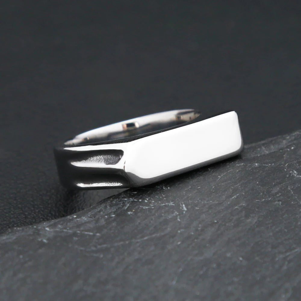 316L Stainless Steel Punk Square Flat Top Signet Ring Unisex Jewelry Gift for Me