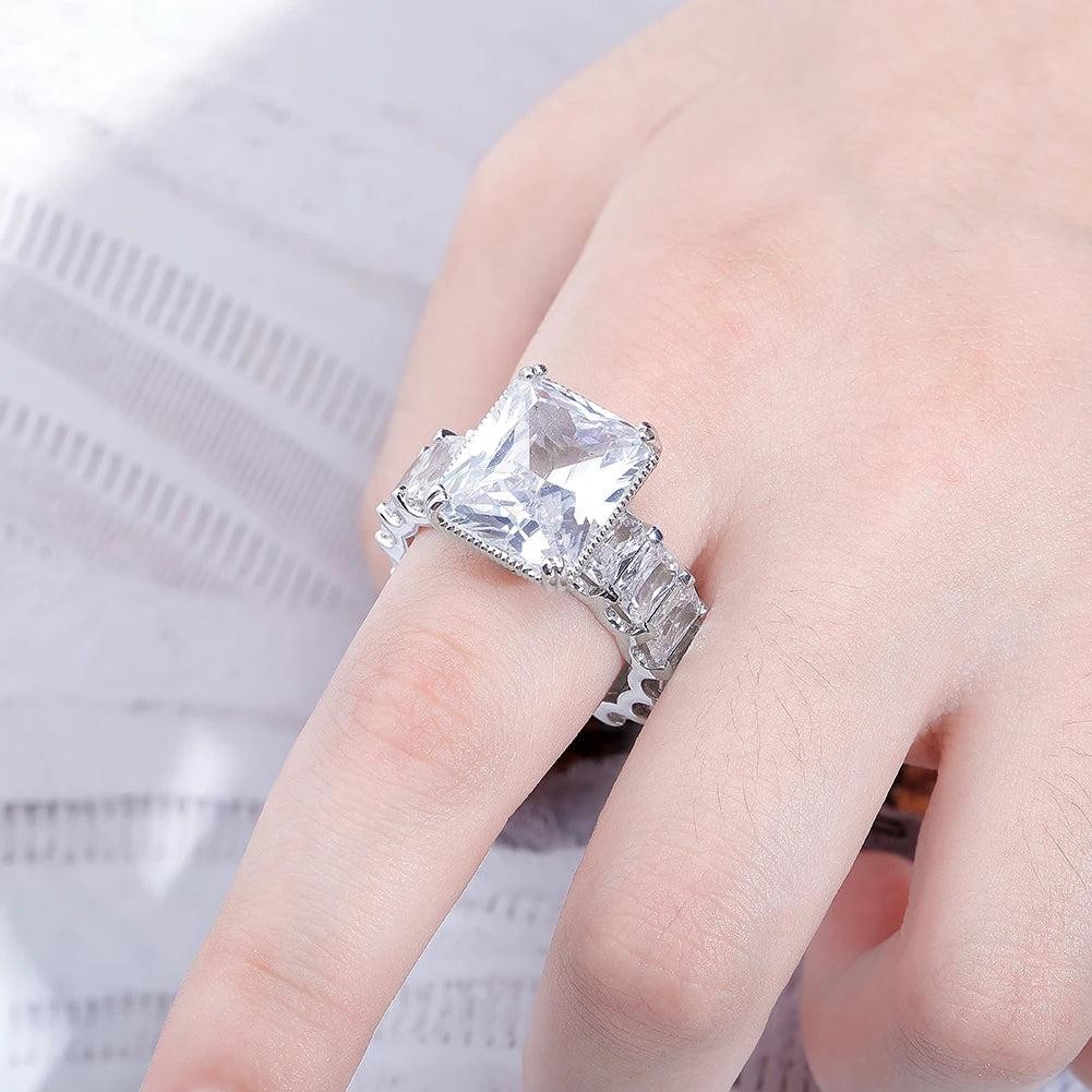 Square CZ Iced Out Ring – Gold Color Copper Hip Hop Cubic Zirconia Ring  Women