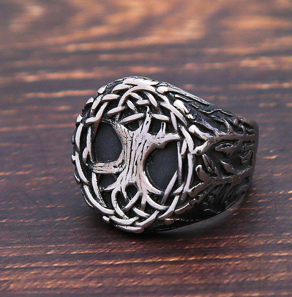 1️⃣ Viking Tree of Life Ring Nordic Celtic Knot Stainless Steel Ring Men