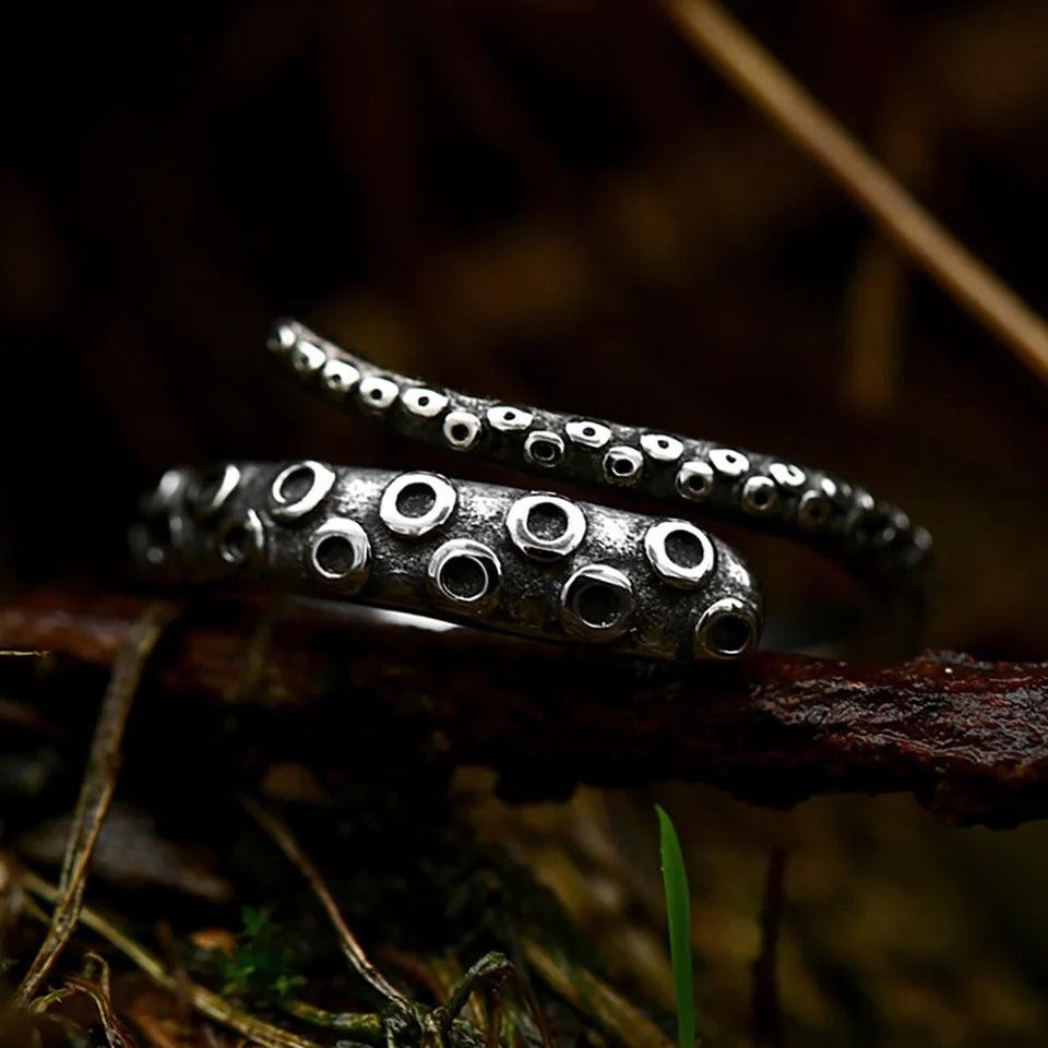Gothic Octopus Tentacle Ring 316L Stainless Steel – Pirate Punk Biker Ring