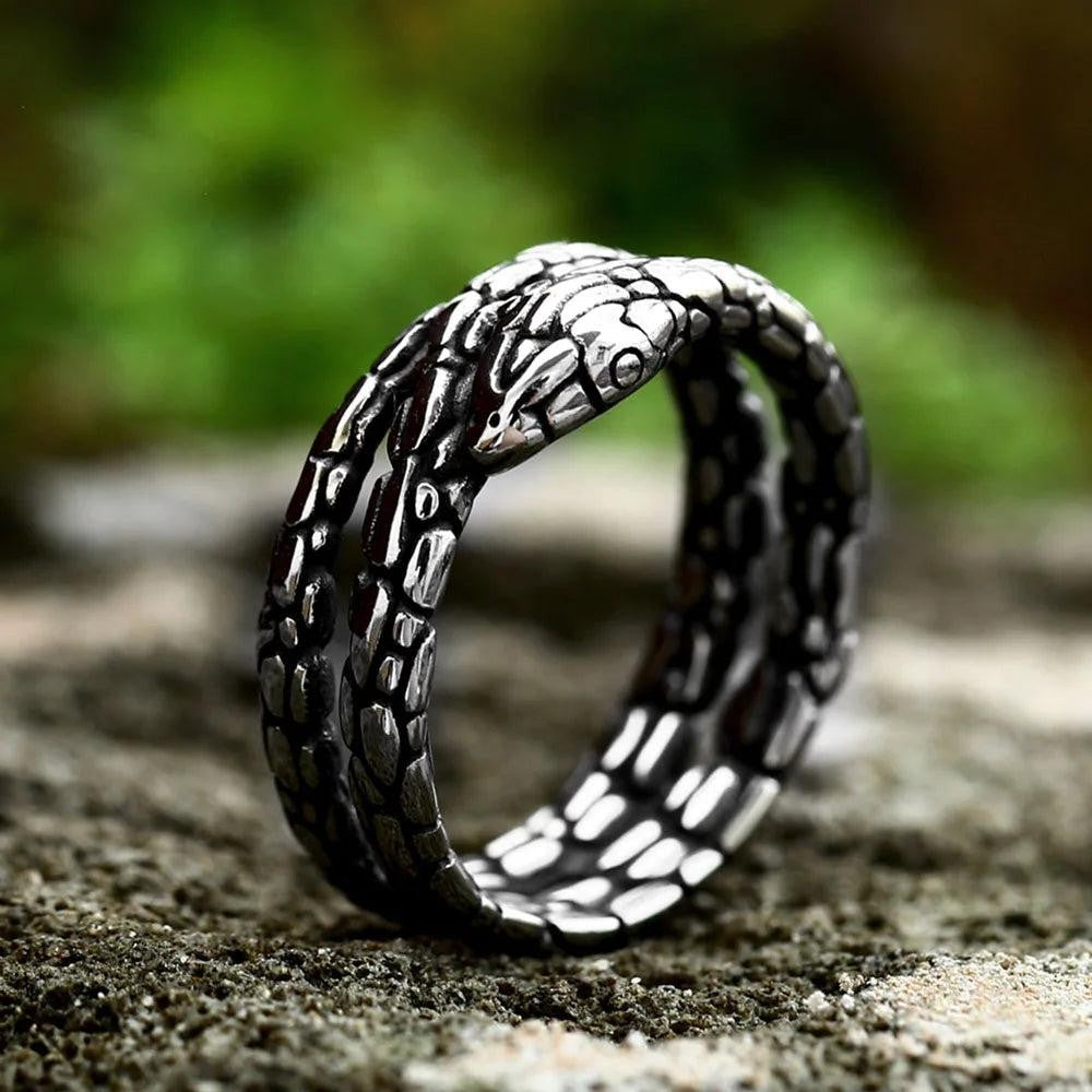 1️⃣ Snake Ring 316L Stainless Steel Punk Biker Animal Ring for Men Women