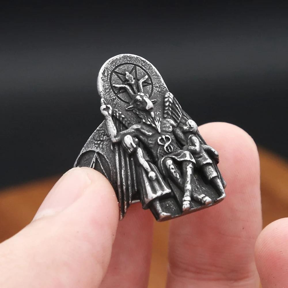 Lucifer Seal of Satan Signet Ring – Vintage Stainless Steel Gothic Punk Ring