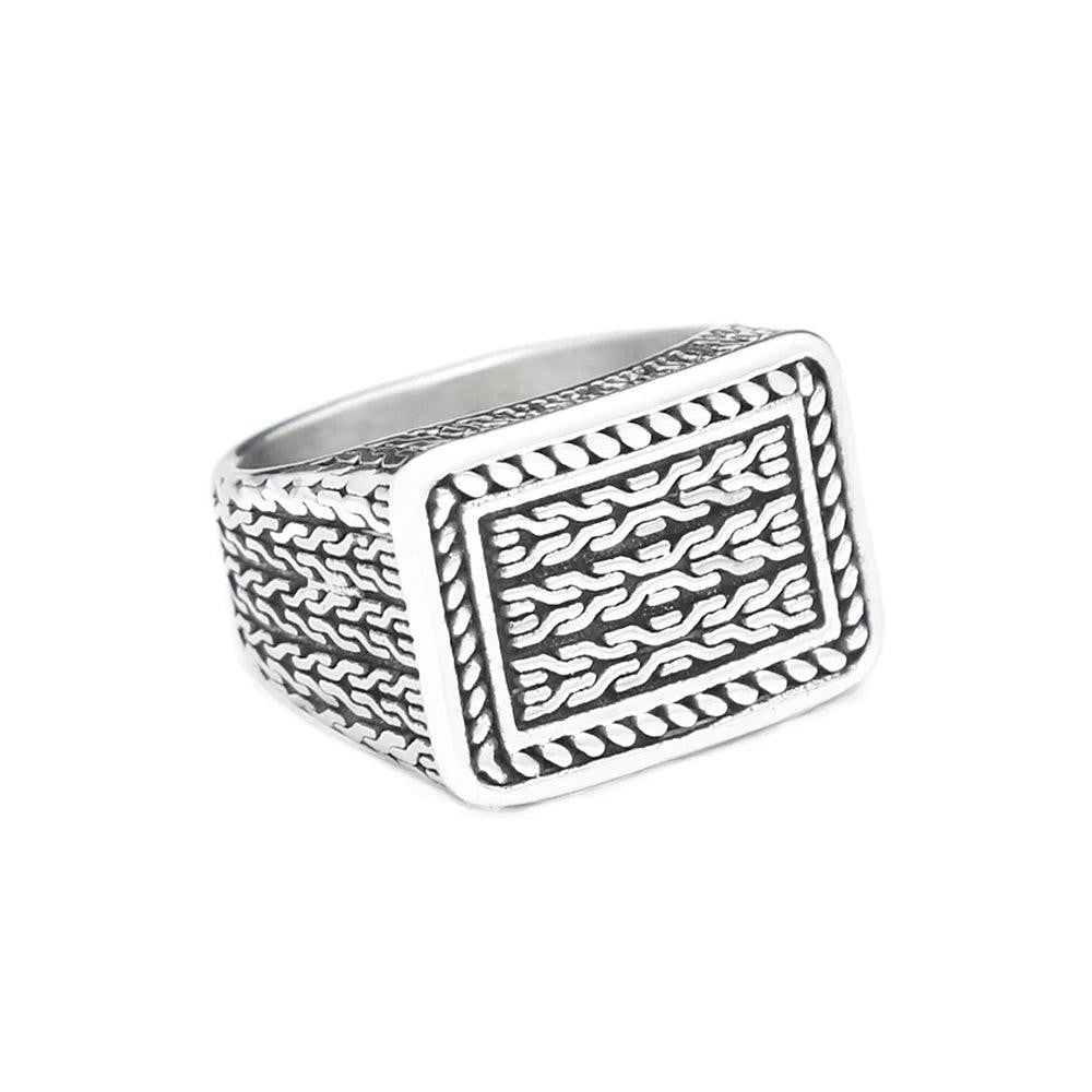 Vintage Patterned Ring 316L Stainless Steel – Hip Hop Biker Ring for Men Women