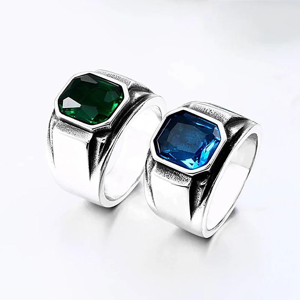 1️⃣ Celtic Knot Ring Blue Green Stone 316L Stainless Steel Nordic Ring